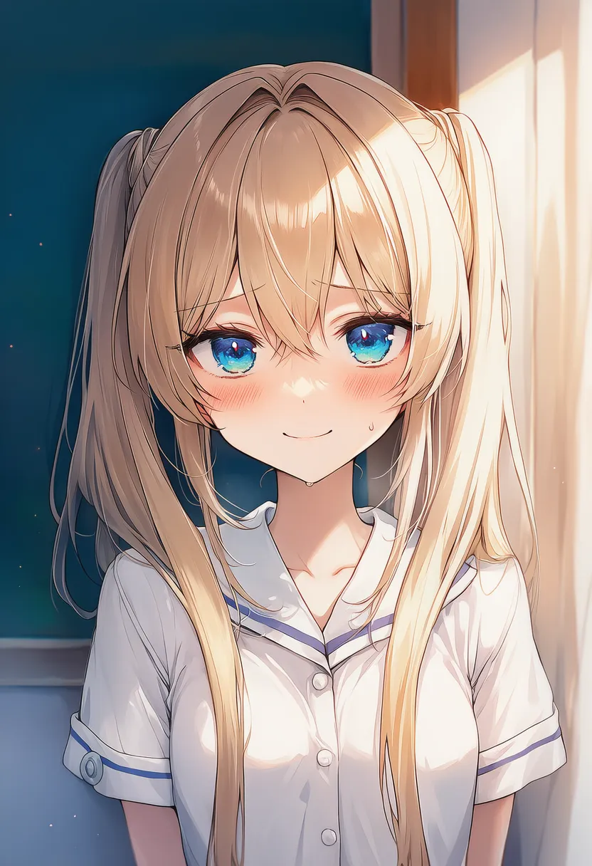 照れて困り笑いをする美少女AIイラスト｜プロンプト紹介