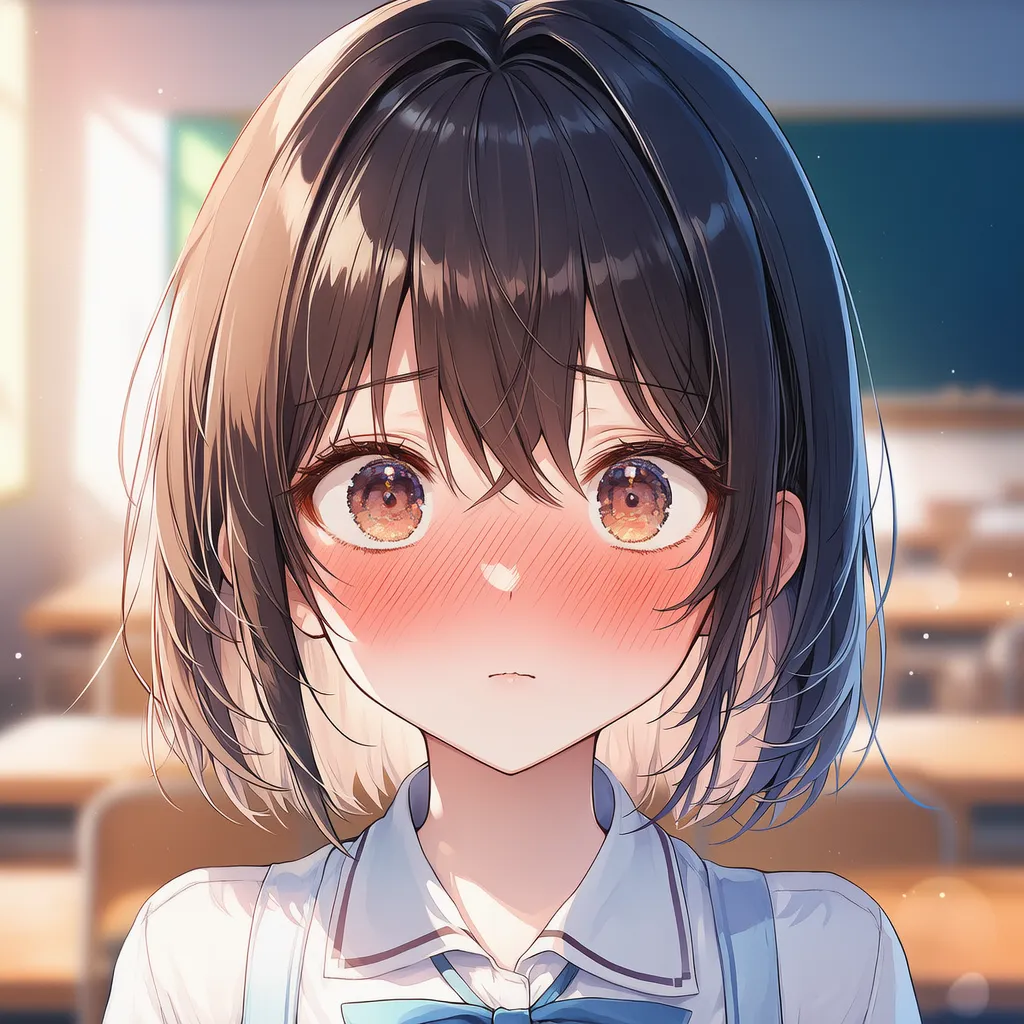 鼻筋にかけて赤面する美少女AIイラスト｜プロンプト紹介