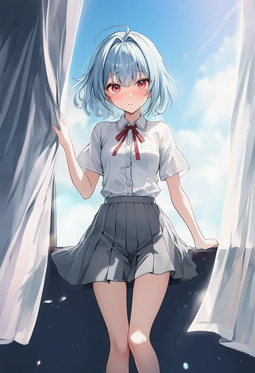 照れて内またの美少女AIイラスト｜プロンプト紹介