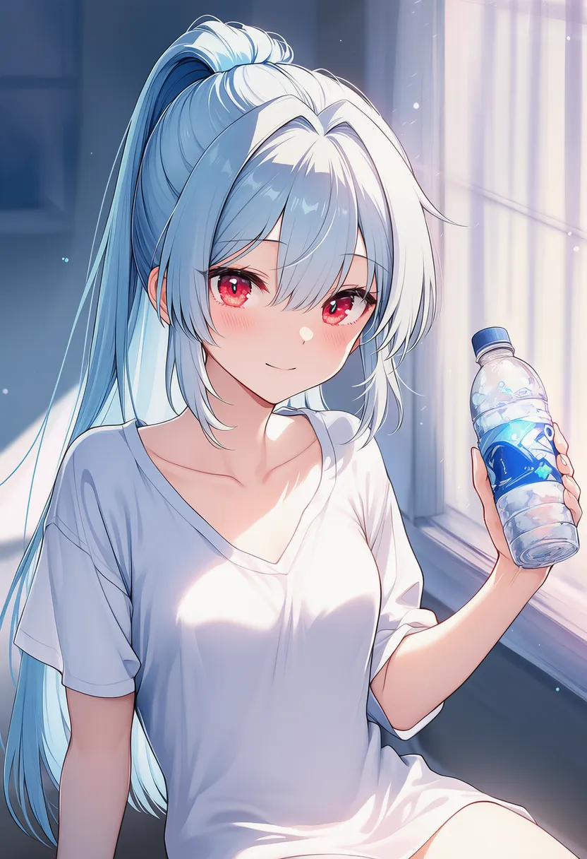 ペットボトルを持つ美少女AIイラスト｜持ち物プロンプト紹介