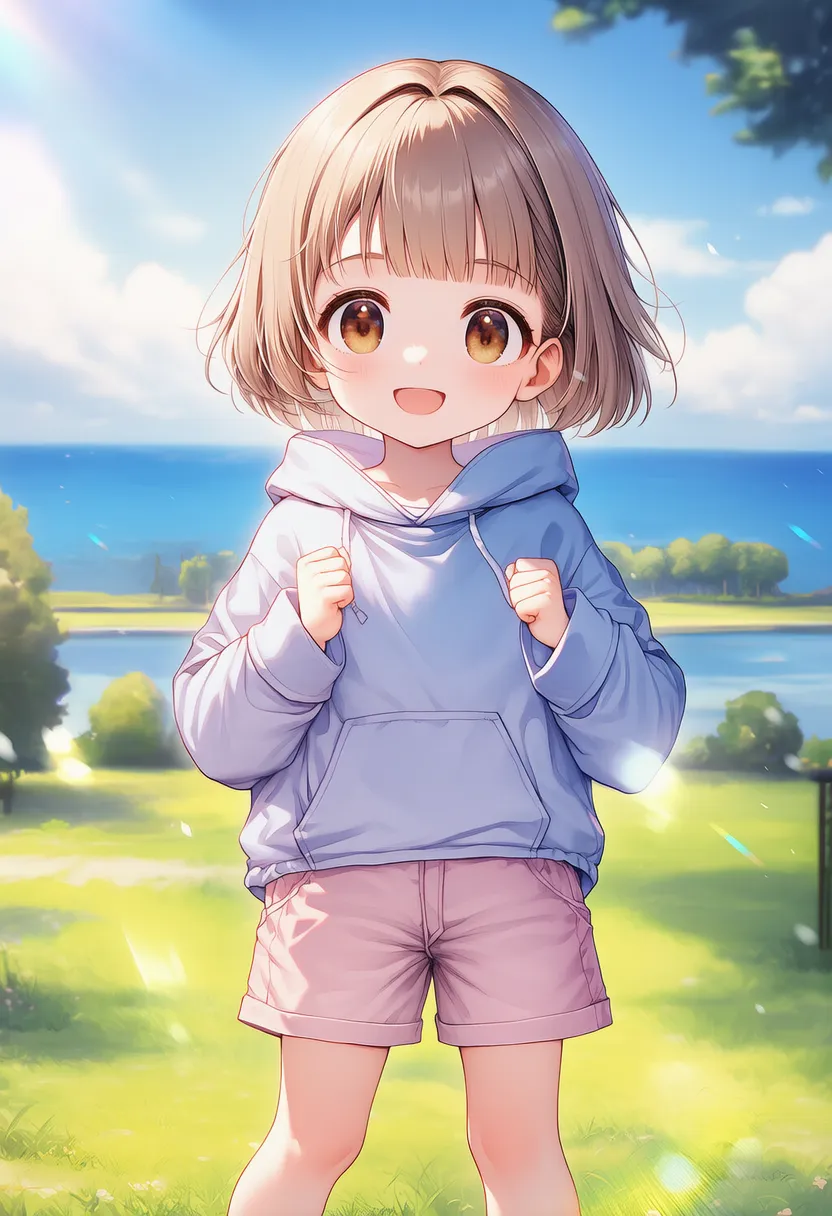 パーカーと短パン|女児服(子供向け服)プロンプト紹介