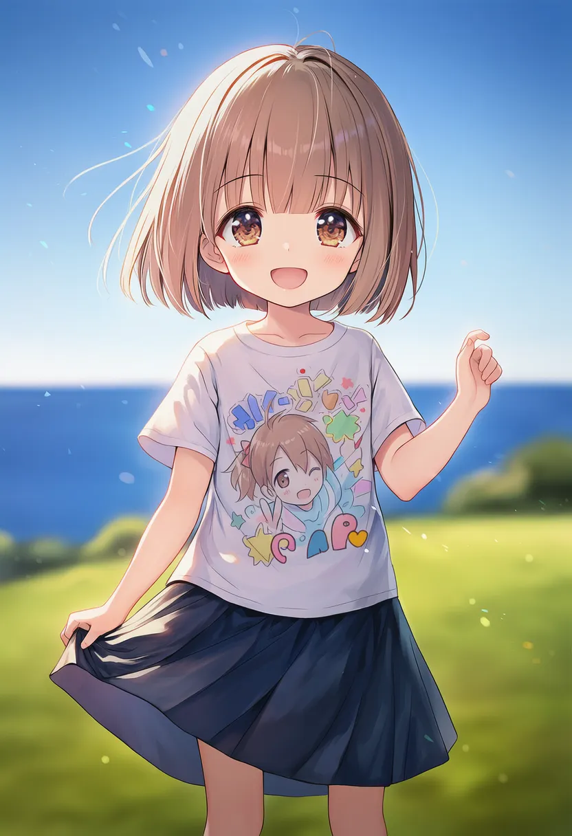 キャラTシャツとワイドスカート|女児服(子供向け服)プロンプト紹介