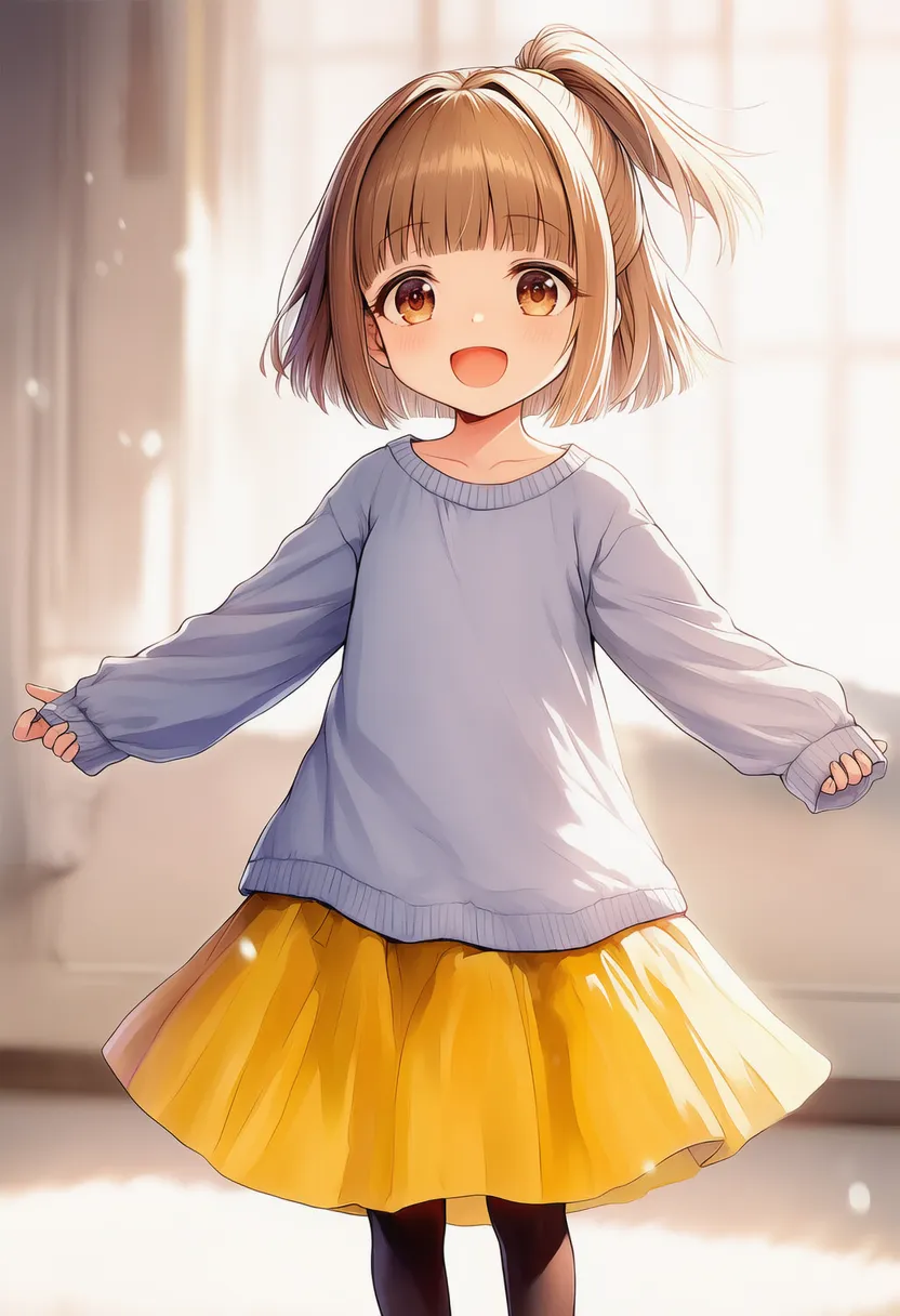 大きめセーターとワイドスカート|女児服(子供向け服)プロンプト紹介
