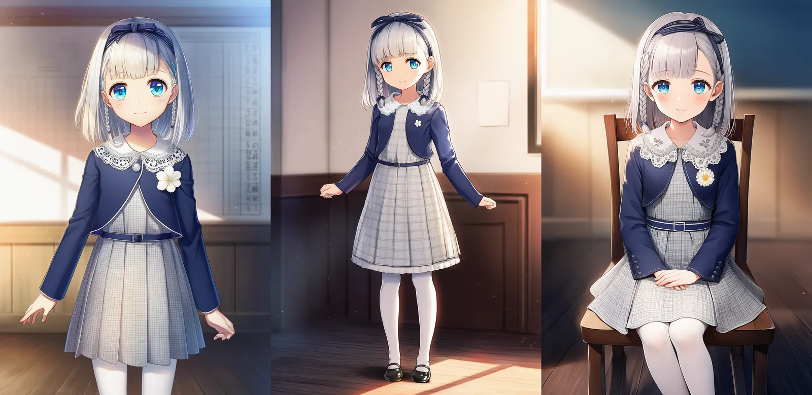 ネイビーボレロとグレンチェックワンピース|お受験服(園児用)プロンプト