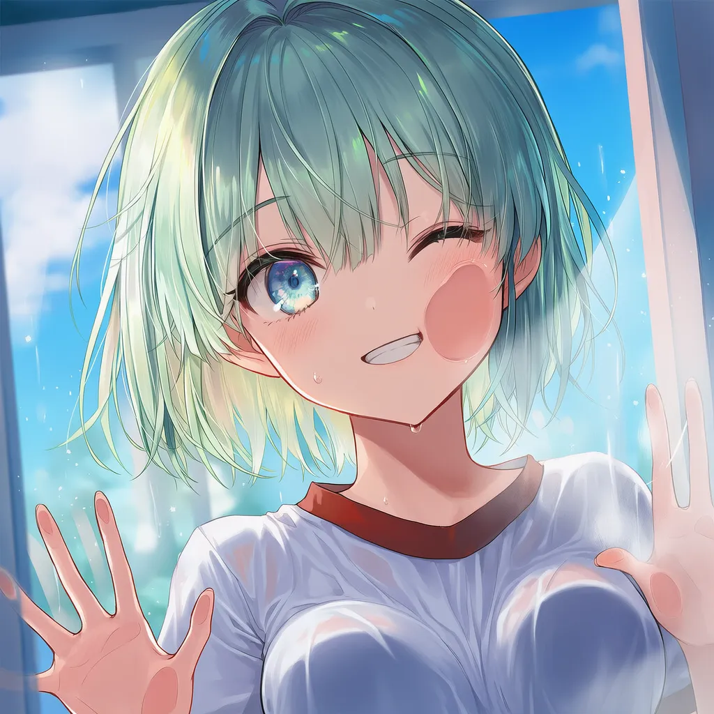 顔をガラスに押し付けるAIイラスト｜プロンプト解説