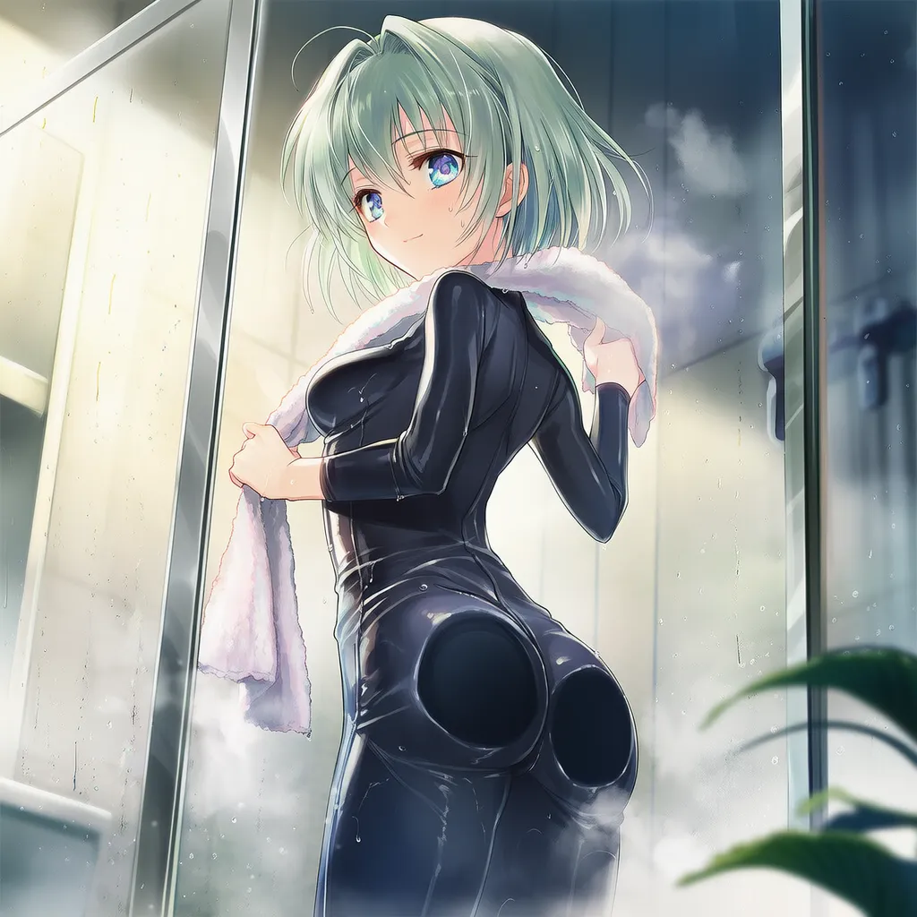 お尻をガラスに押し付けるAIイラスト｜プロンプト解説