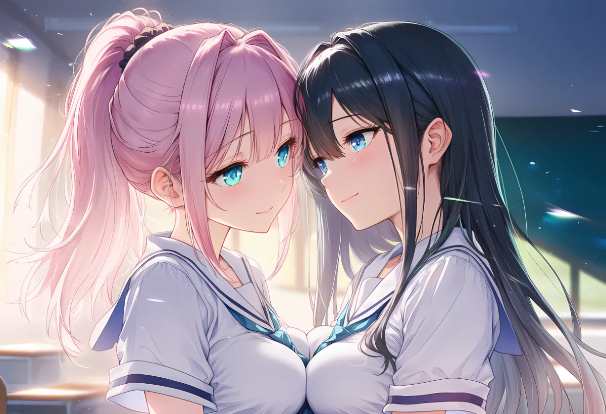 二人で乳合わせ・胸合わせシーンのAIイラスト｜プロンプト解説