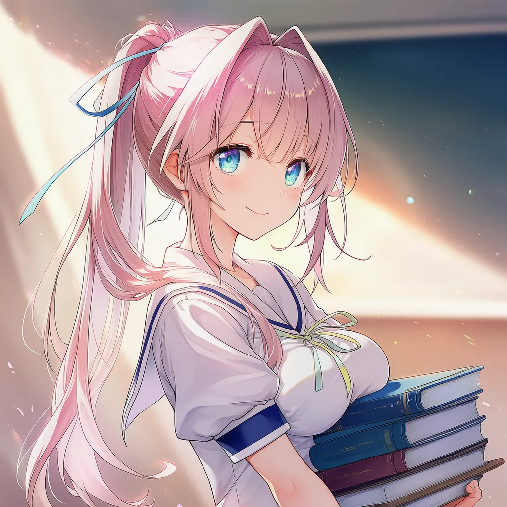 本に胸を乗せて休ませるシーンのAIイラスト｜プロンプト解説