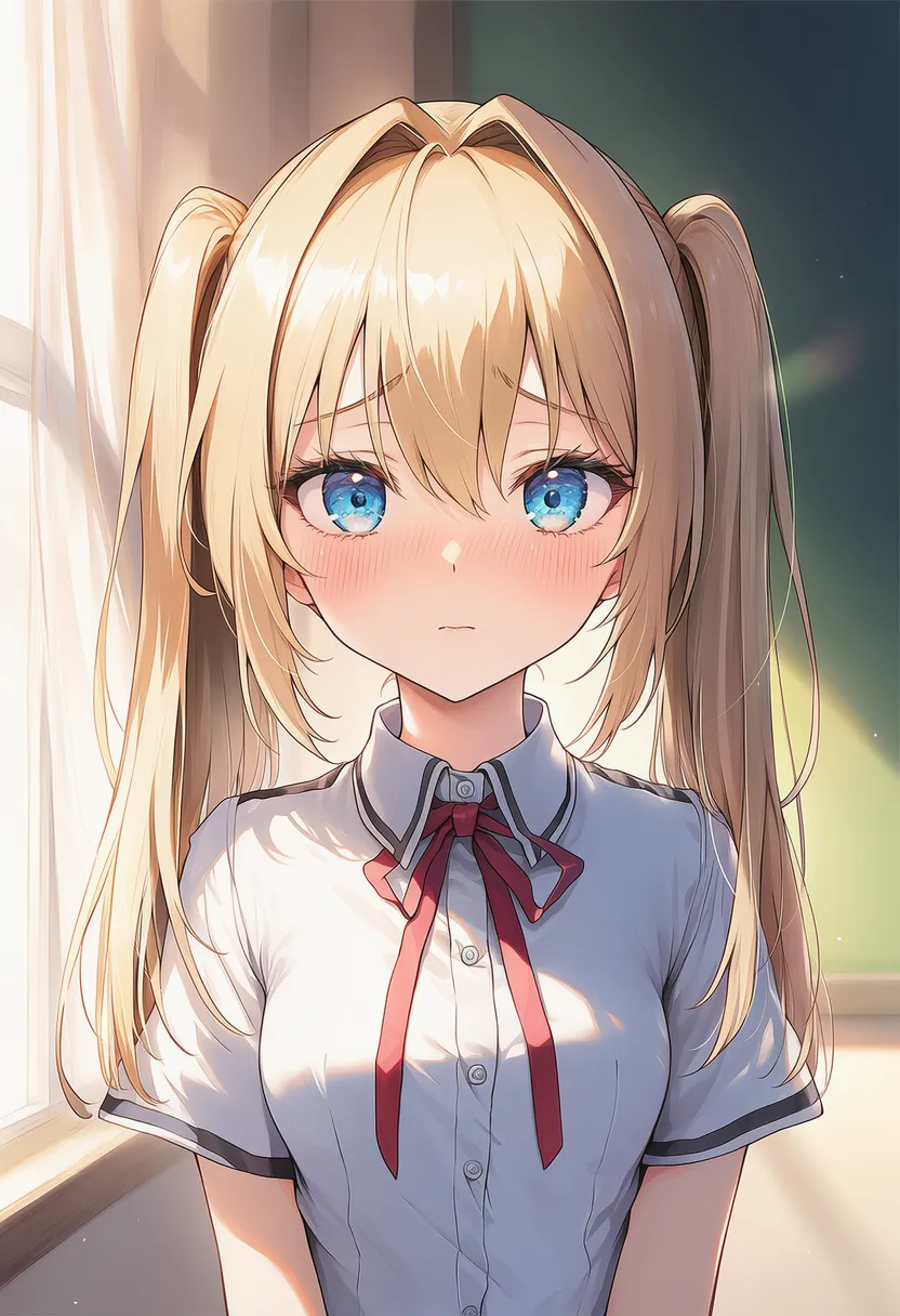 恥ずかしがって困り眉の美少女AIイラスト｜プロンプト紹介