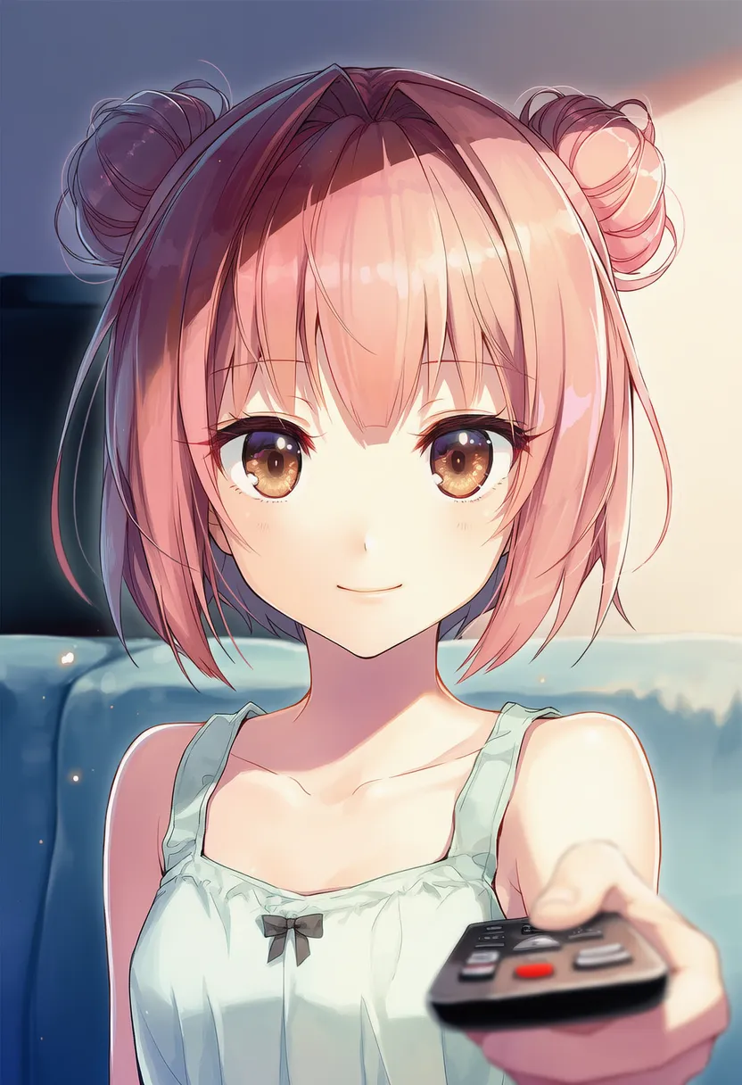 リモコンを持つ美少女AIイラスト｜持ち物プロンプト紹介