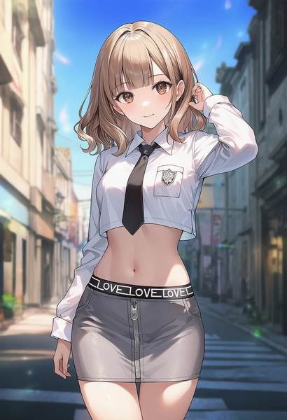 NovelAIで生成したへそ出しコーデのAIイラスト作例