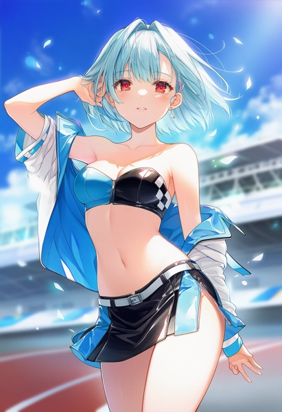 ミニスカート型のレースクイーンの服プロンプト