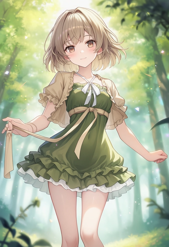 NovelAIで生成した森ガールのイラスト作例