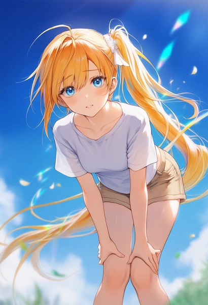 NovelAIで生成した前かがみ姿勢の美少女AIイラスト作例
