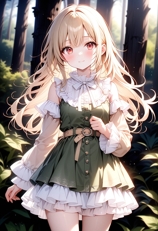 Stable Diffusionで生成した森ガールのイラスト作例