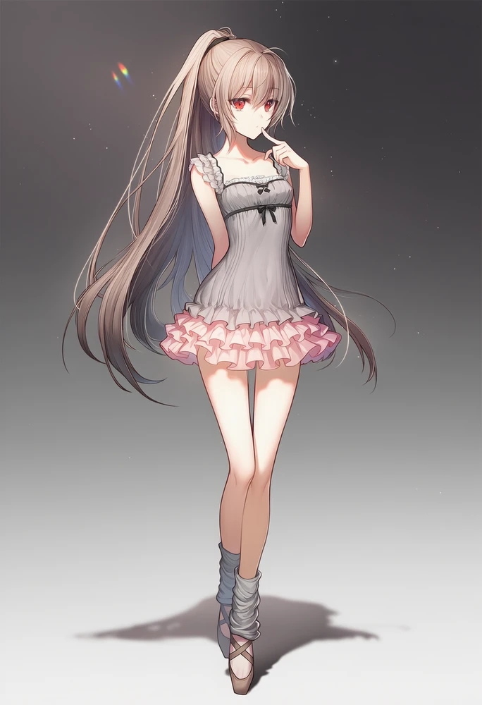 バレエコアのファッションをAIイラストで再現した作例