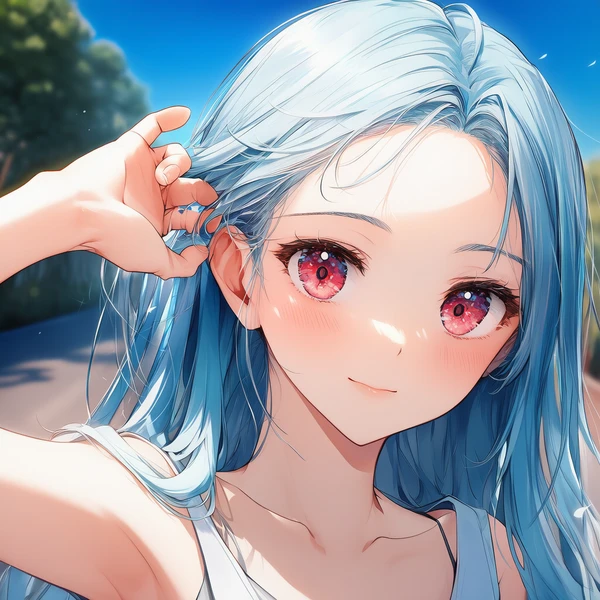 NovelAIで生成した髪をかき上げる美少女AIイラスト作例