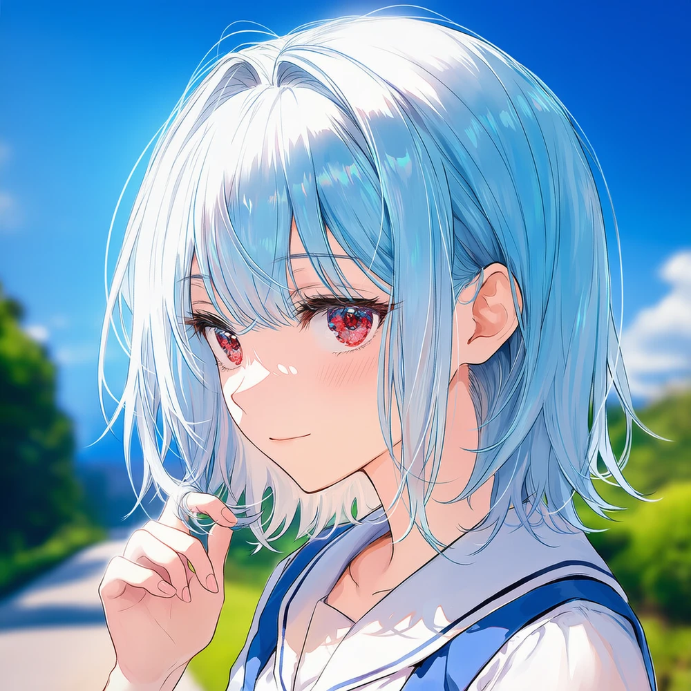 髪を触る・毛先をクルクルする美少女AIイラスト|プロンプト紹介