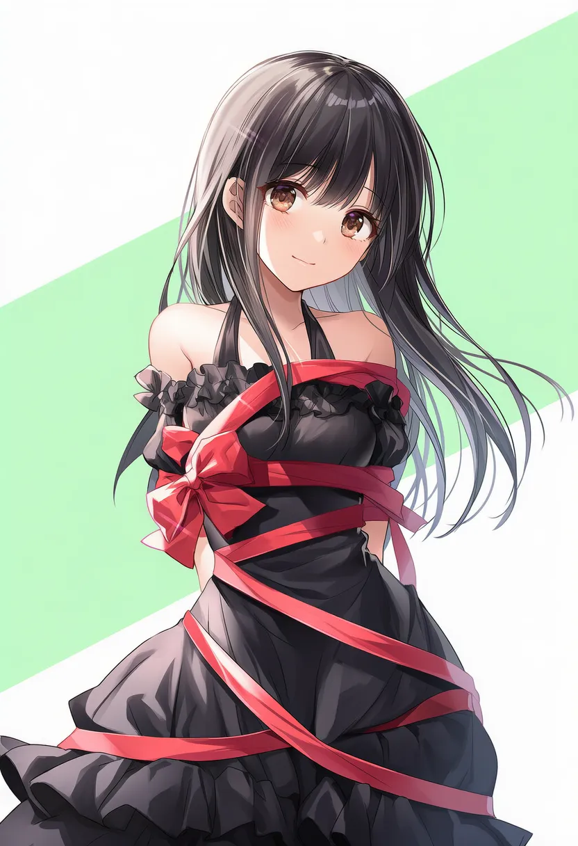 体にリボンを巻くAIイラスト|プロンプト紹介