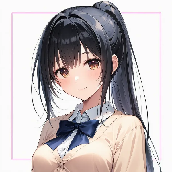ネイビー無地|制服リボンのプロンプト