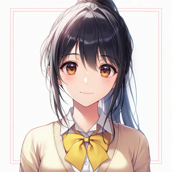 イエロー無地|制服リボンのプロンプト