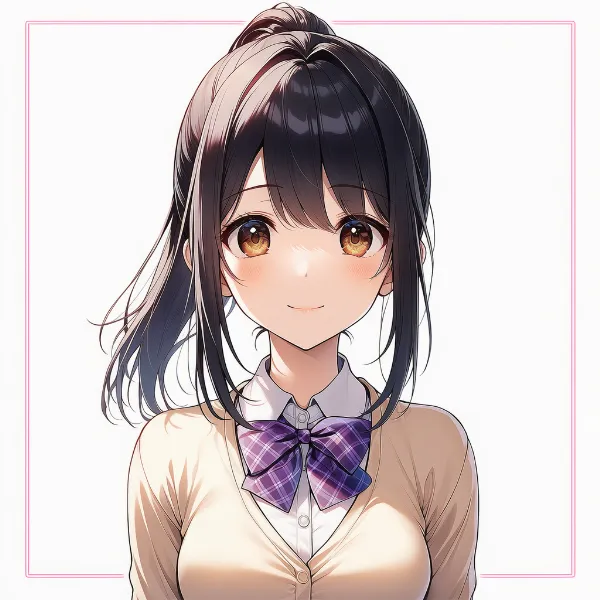 ラベンダーチェック|制服リボンのプロンプト