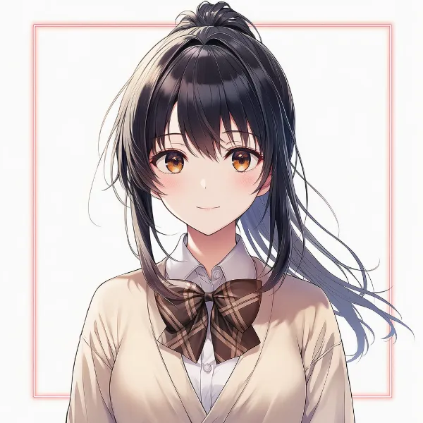 ブラウンチェック|制服リボンのプロンプト