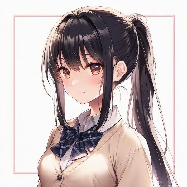ネイビーチェック|制服リボンのプロンプト