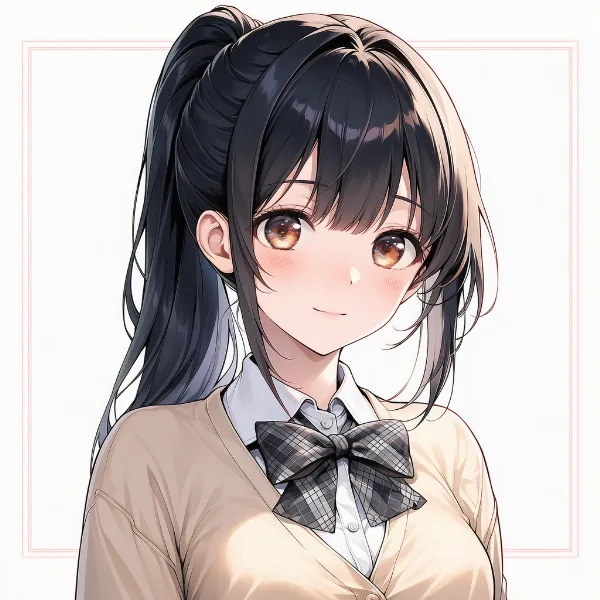 モノトーンチェック|制服リボンのプロンプト