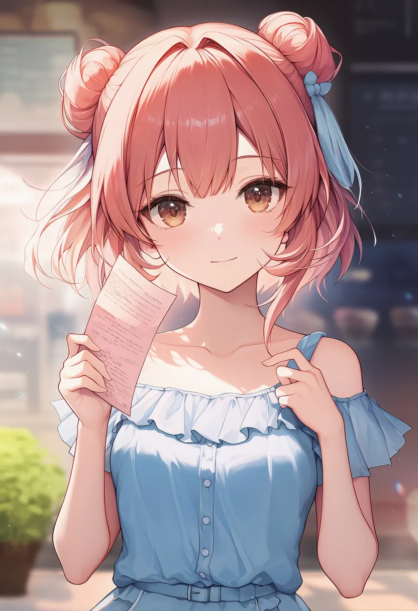 レシートを持つ美少女AIイラスト｜持ち物プロンプト紹介