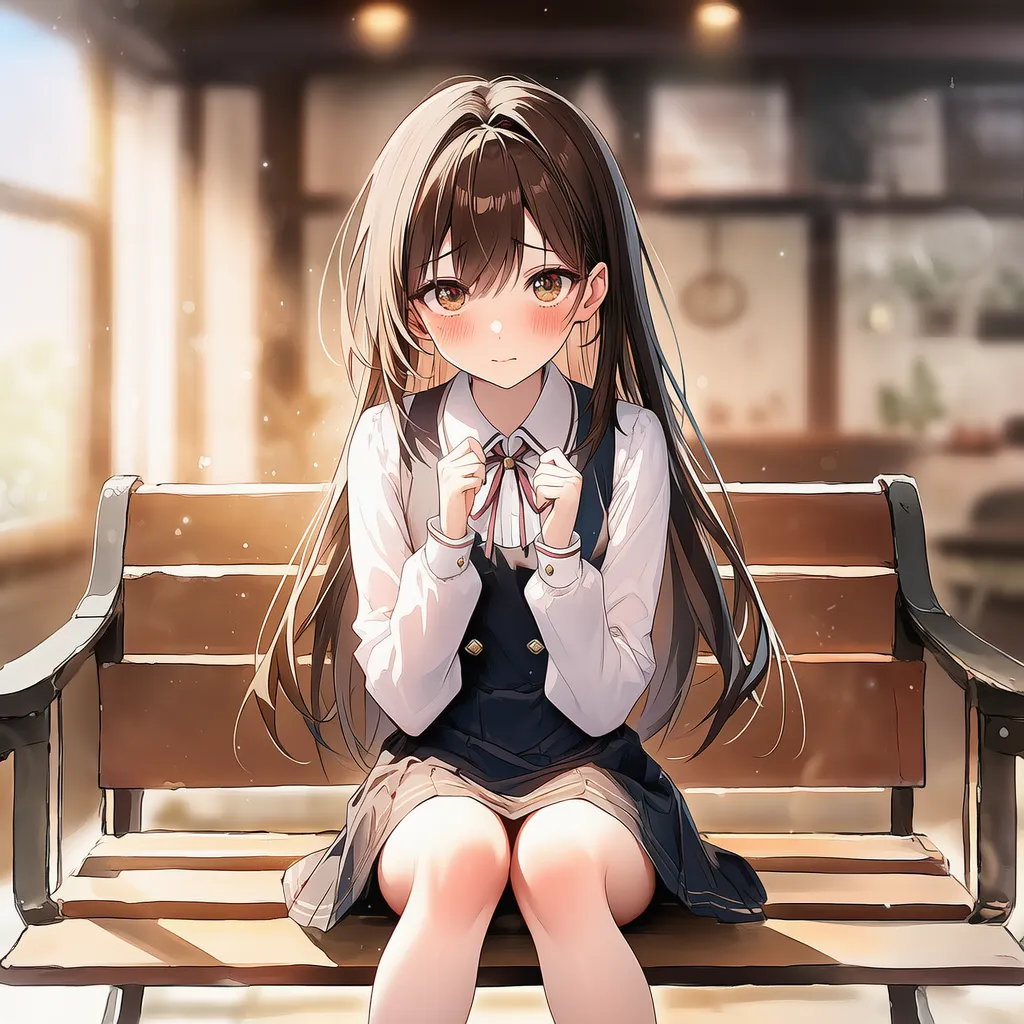 shyのプロンプトで再現された照れる美少女キャラクター｜AIイラスト作例