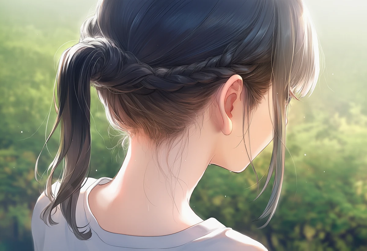 首の後ろ（うなじ）の髪を編み込むヘアスタイル