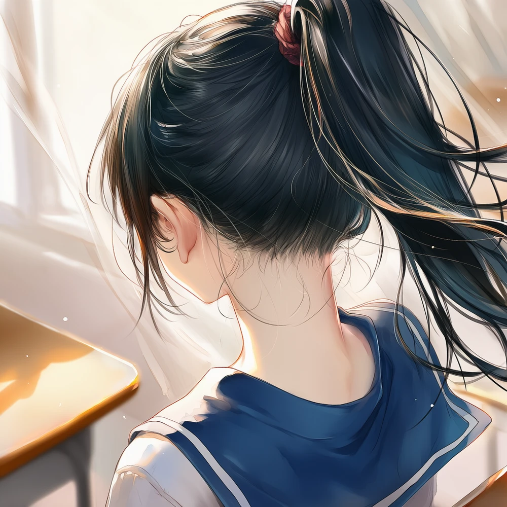 首筋と服の隙間をAIで再現したイラストの作例その1