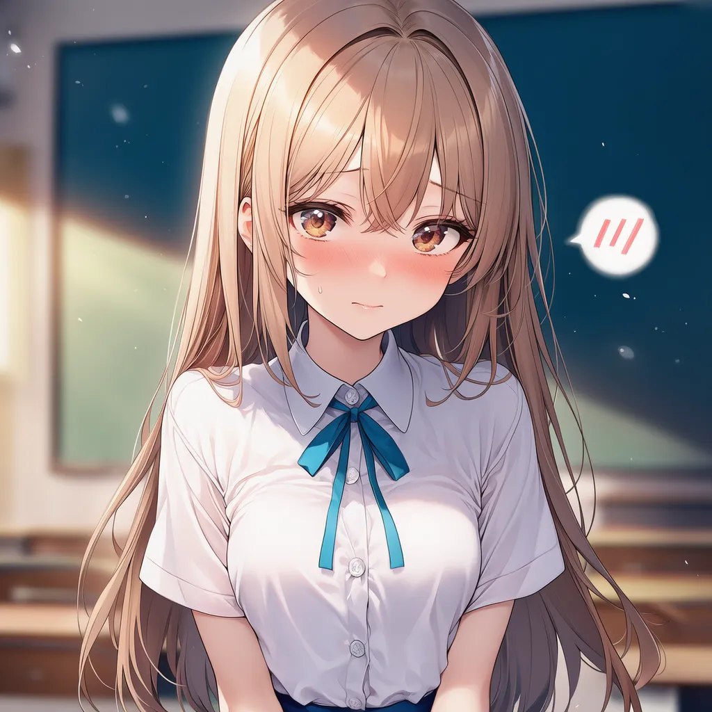 恥ずかしがって照れマークの美少女AIイラスト｜プロンプト紹介