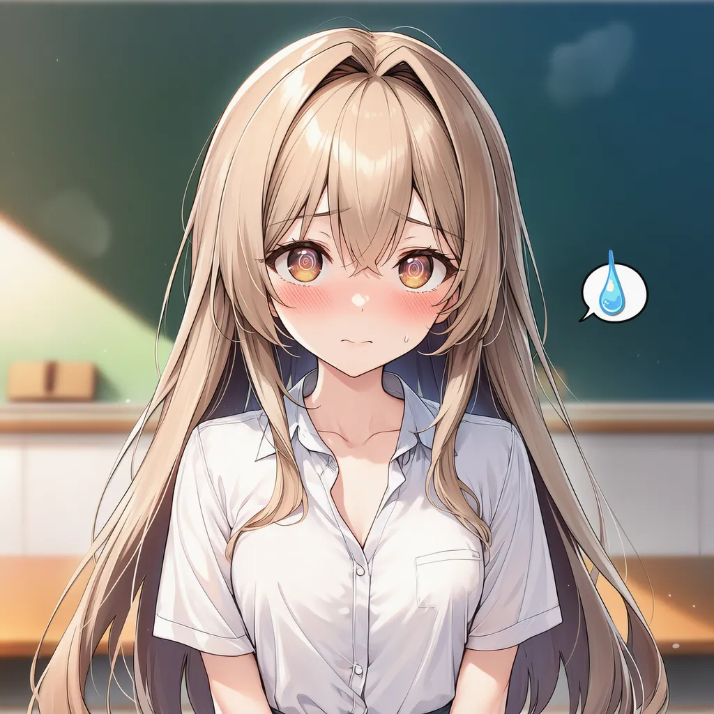 恥ずかしがって汗マークの吹き出しの美少女AIイラスト｜プロンプト紹介