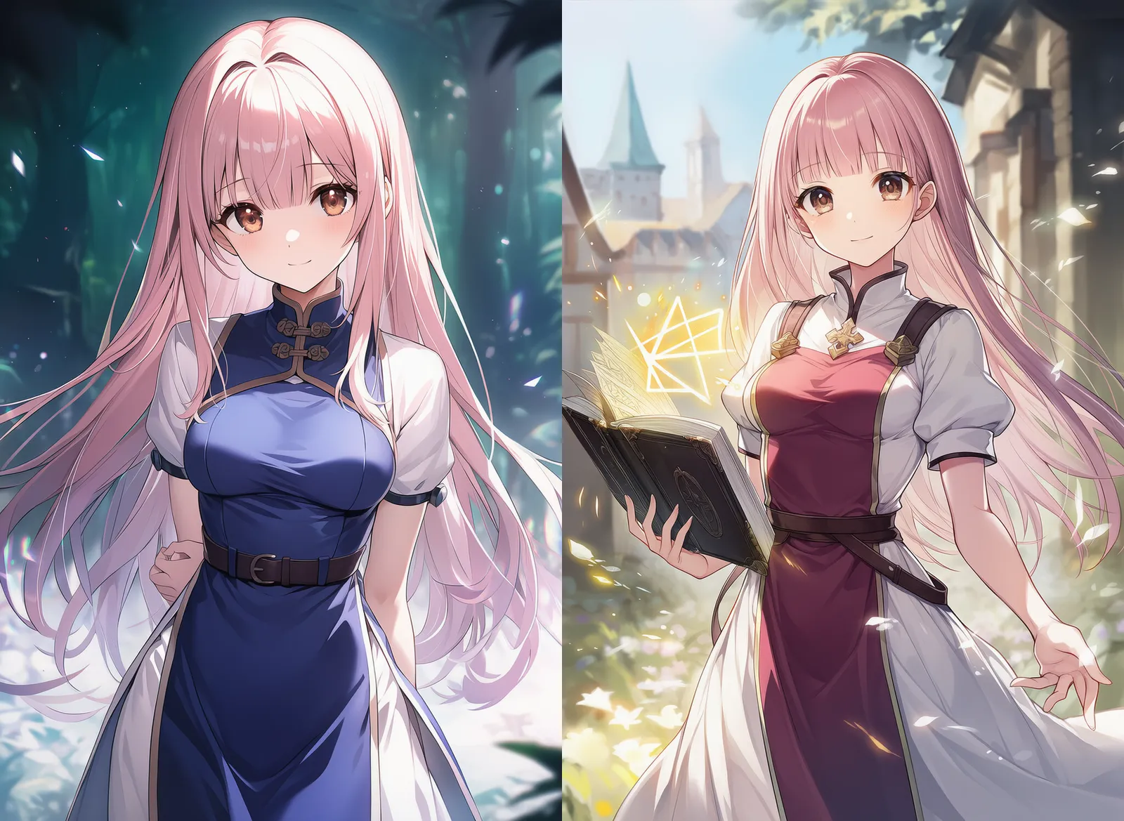 基本的なタバードを着ている美少女AIイラストの作例
