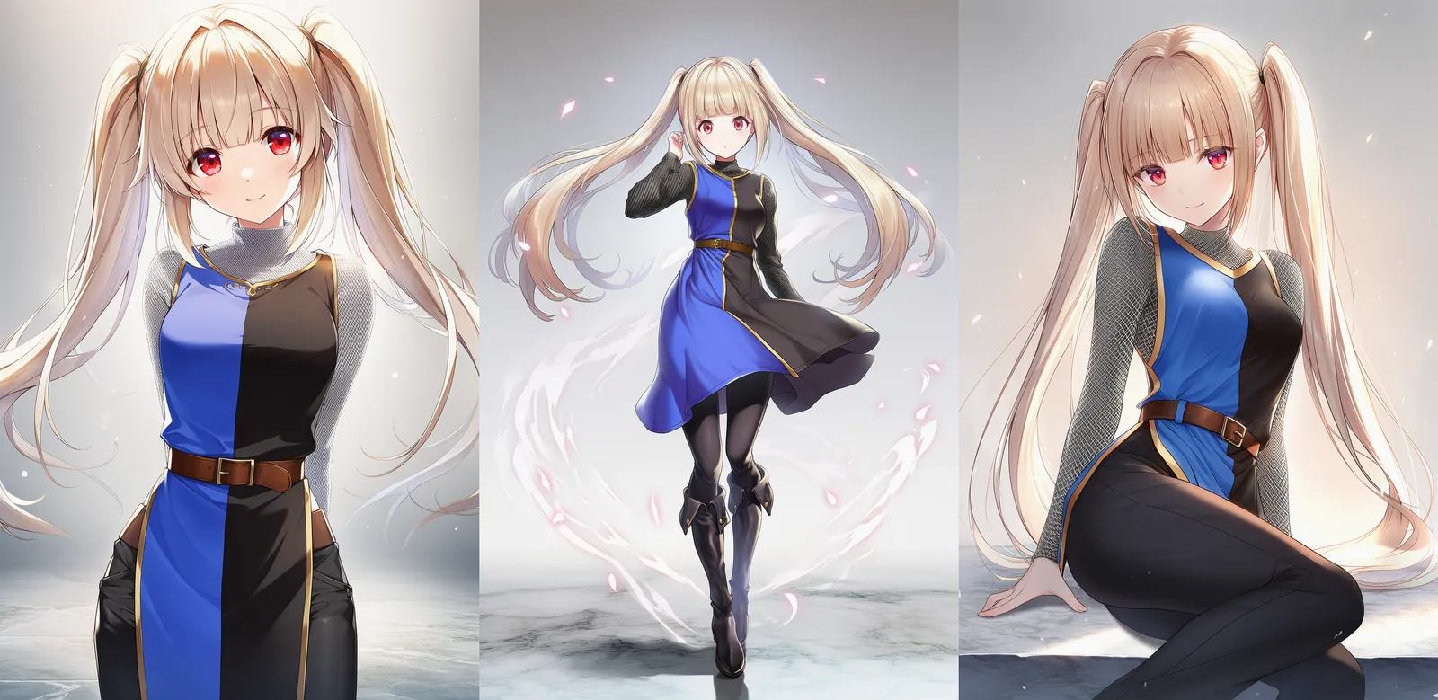 青黒ハーフタバード+鎖帷子コーデ|プロンプト紹介