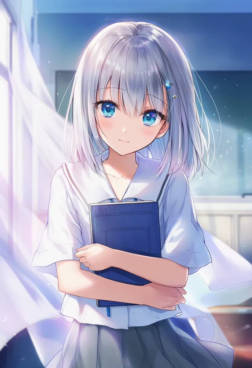 ノートを持つ美少女AIイラスト｜持ち物プロンプト紹介