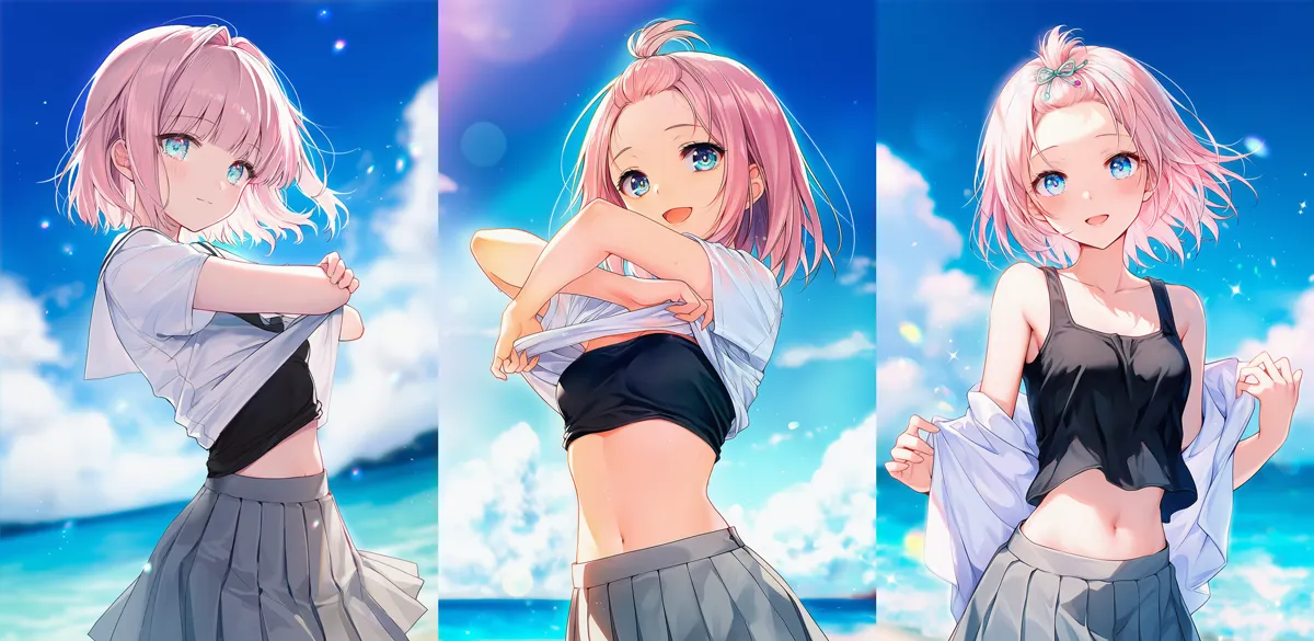 服を脱ぐ動作のプロンプト(undressing)による生成例｜AIイラスト