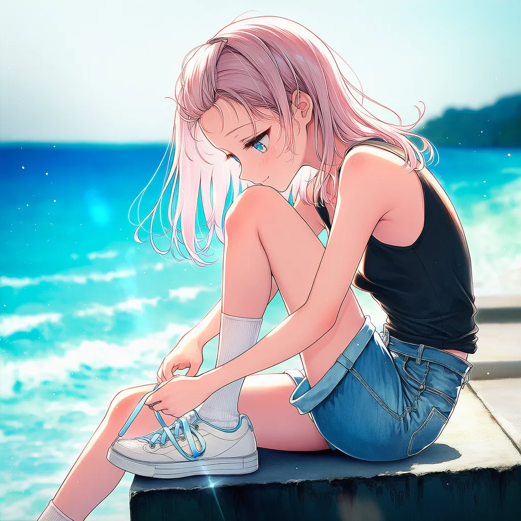 靴ひもを解く動作のAIイラスト｜プロンプト紹介