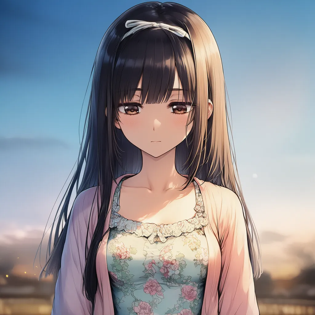 美少女が下を向いて俯くAIイラスト