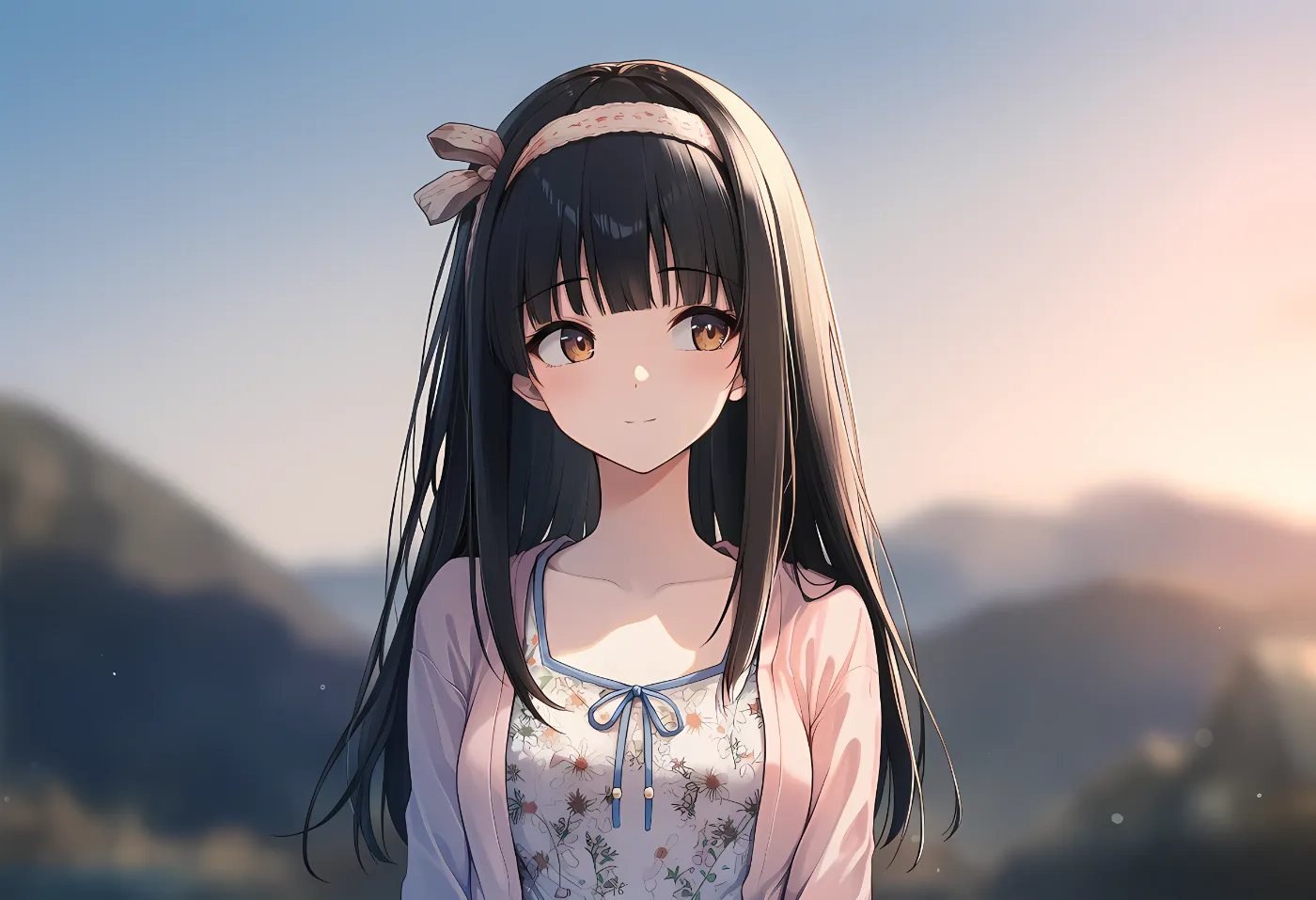 美少女が横を見ている仕草をしているAIイラスト