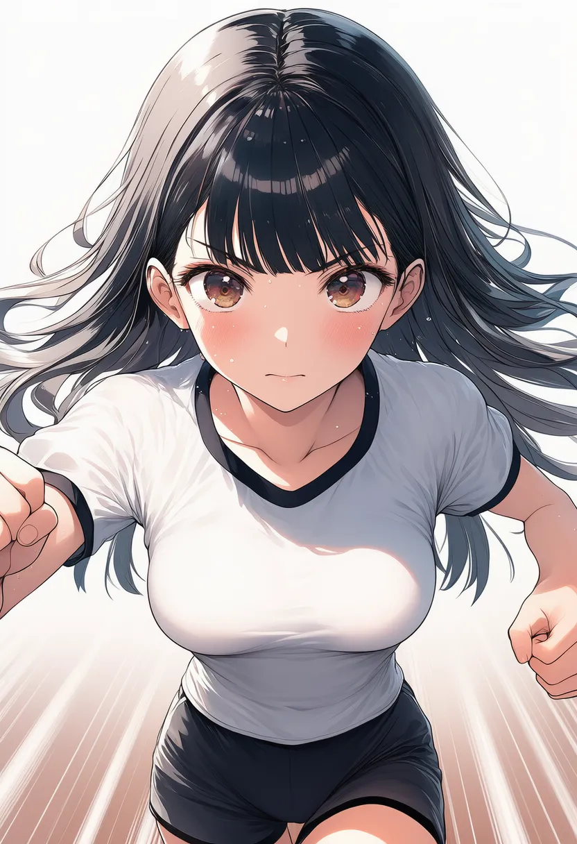 縦の集中線で動きのある美少女を再現したAIイラスト|プロンプト紹介