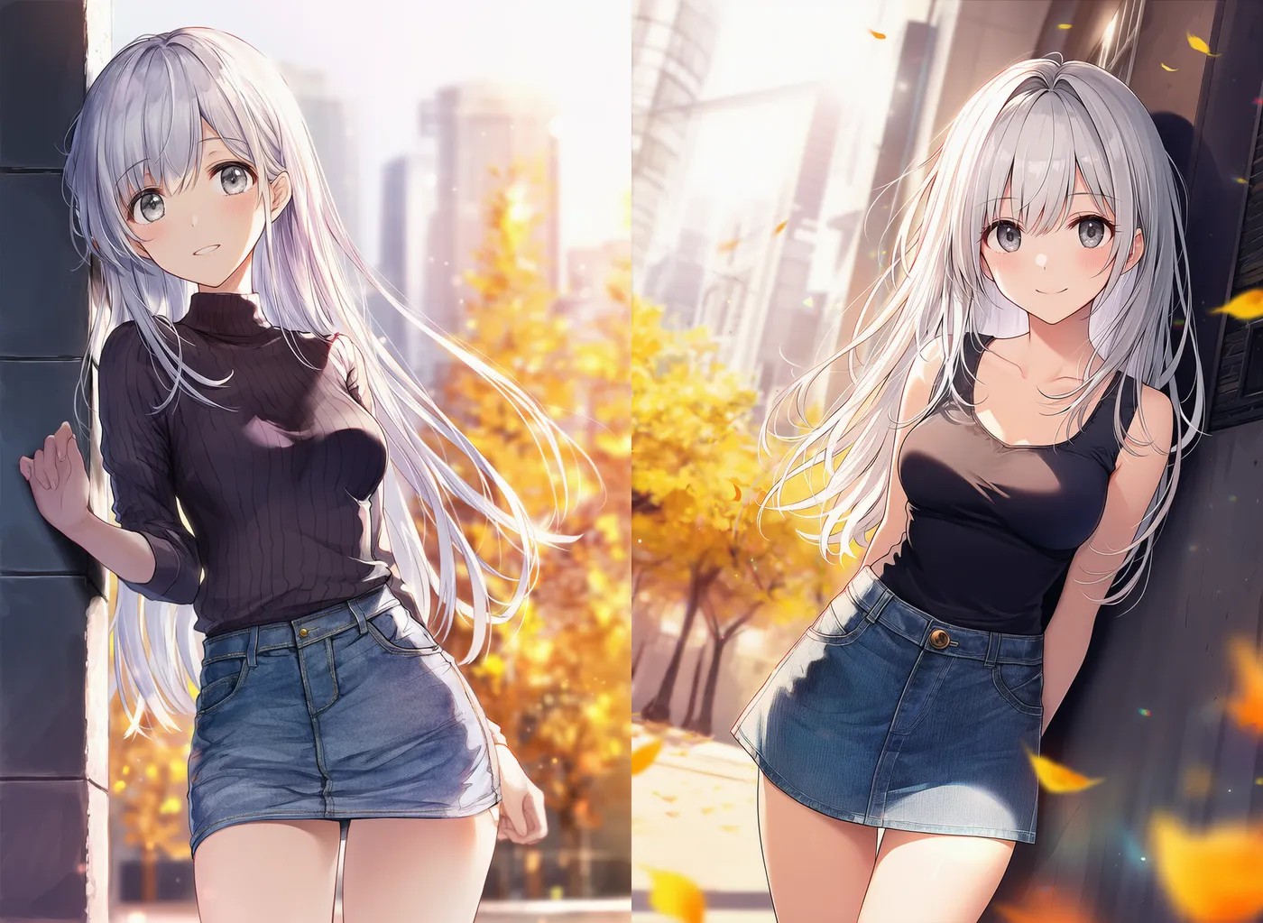 肩を壁につけて立つポーズを再現したAIイラスト|プロンプト紹介