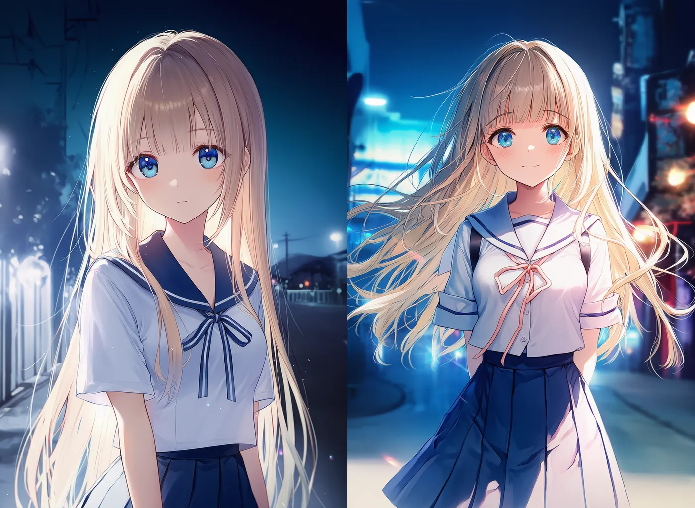 夜の光の様子を詳細に再現したAIイラスト｜プロンプト紹介