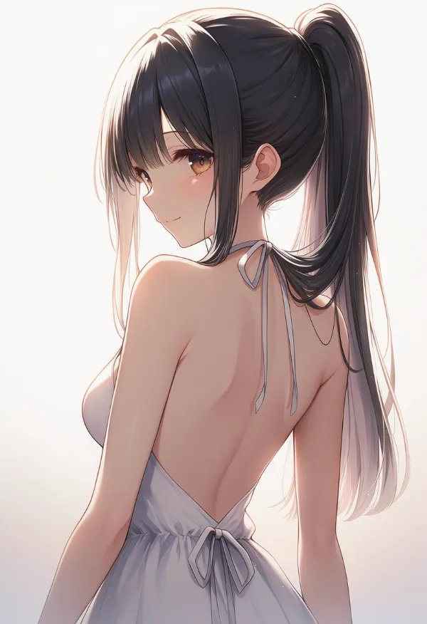 背中開きのAIイラスト|服のプロンプト紹介