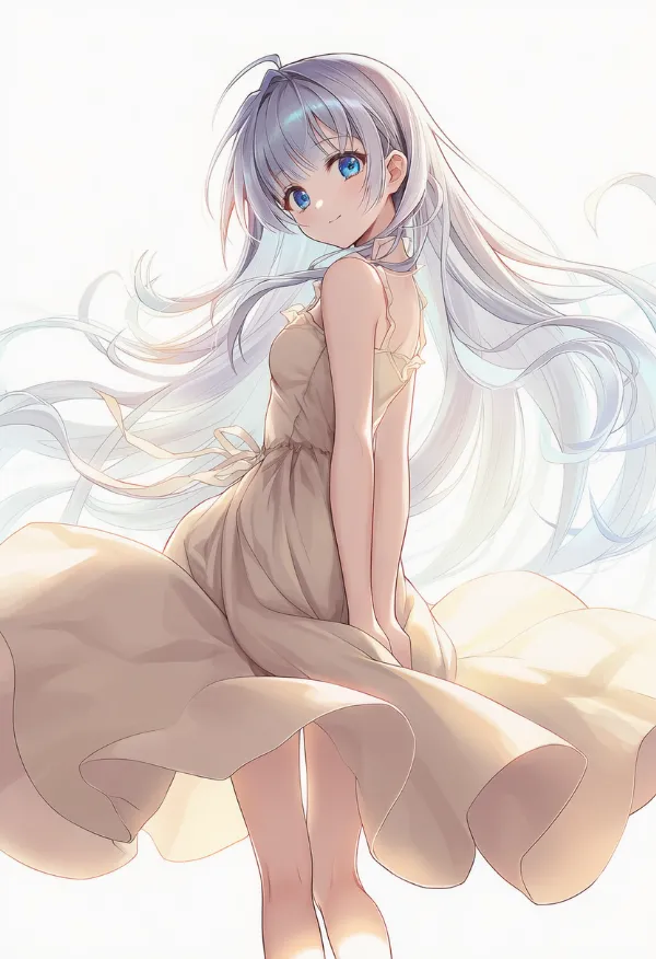 ベージュのドレスAIイラスト｜色指定プロンプト資料