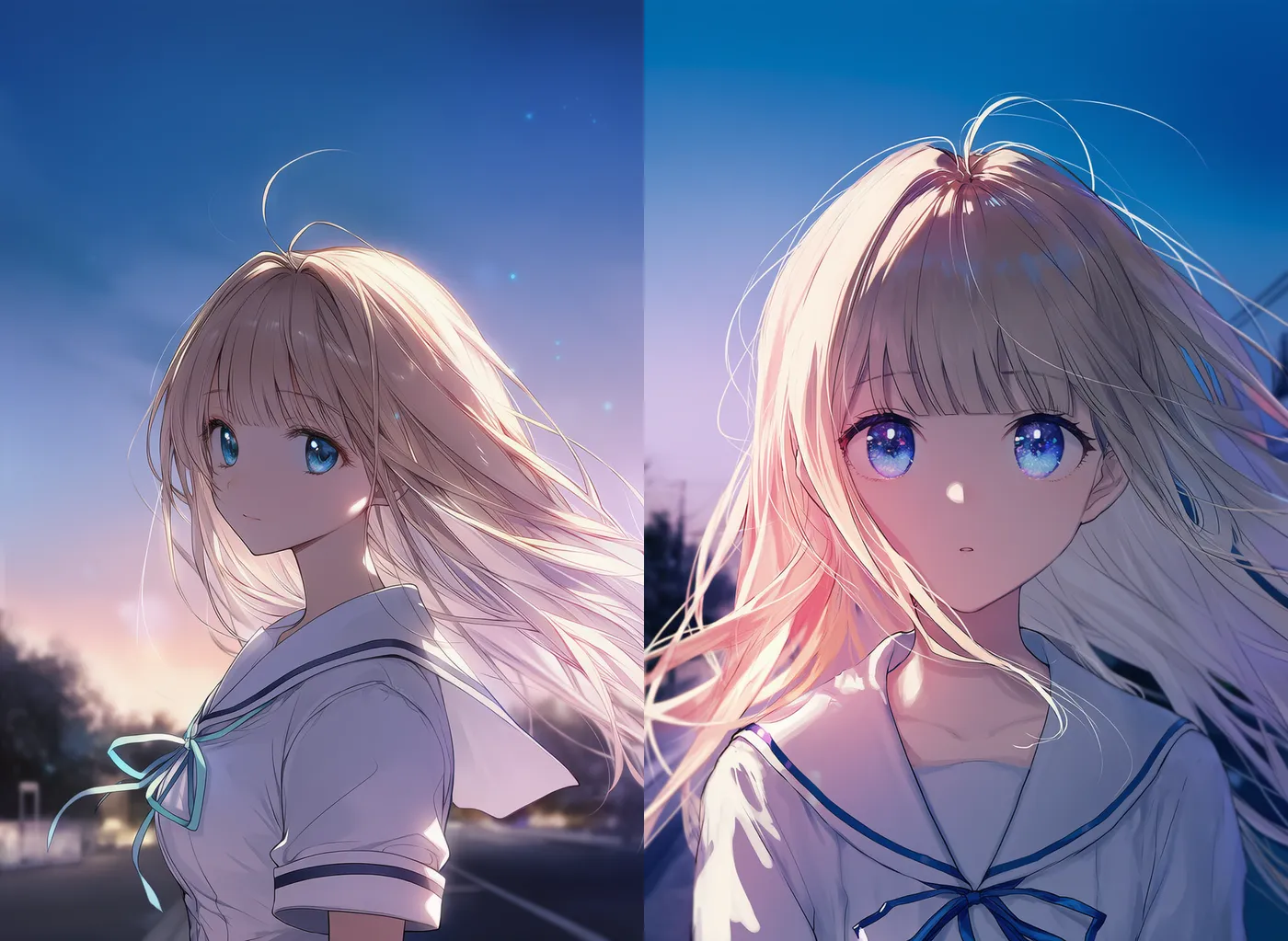 マジックアワーの様子を詳細に再現したAIイラスト｜プロンプト紹介