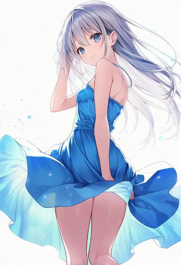 青色のドレスAIイラスト｜色指定プロンプト資料