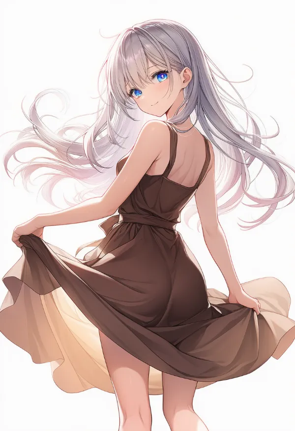 茶色のドレスAIイラスト｜色指定プロンプト資料
